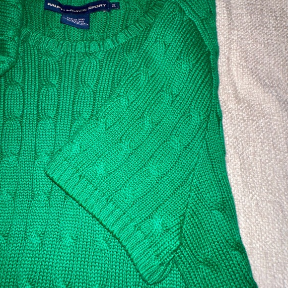 Vintage Ralph Lauren Sport Green Cable Knit Short Sleeve Sweater Size XL - Picture 13 of 16